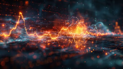 Poster - A vivid abstract background featuring bright hues of orange and blue, creating a visually striking and dynamic composition.