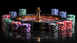 Casino Roulette Surrounded by Poker Chips