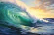 © juliars - Radiant Ocean calm waves. View cool surface. Generate Ai