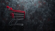 Red Shopping Cart in Front of Wall