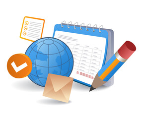 Poster - World business plan calendar infographic flat isometric 3d illustration