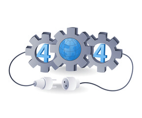 Leinwandbilder - Technology system code 404 error gear symbol, flat isometric 3d illustration infographic