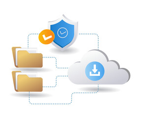 Aufkleber - Technology data server cloud security, infographic 3d illustration flat isometric