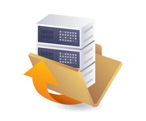 Aufkleber - Technology data cloud server folder, infographic 3d illustration flat isometric