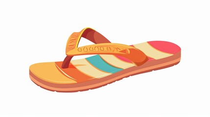 Wall Mural - A cartoon icon of a sandal vector illustration, highlighting a flip flop design isolated on a white background, presented in a clear and straightforward manner