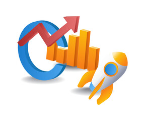 Poster - Startup business analyst infographic flat isometric 3d illustration