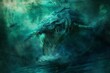 mysterious sea monster emerging from the depths fantasy digital painting