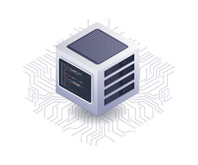 Aufkleber - Server network technology concept isometric illustration