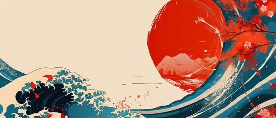 Wall Mural - japanese art style creative design captures the dynamic spirit of international workers day
