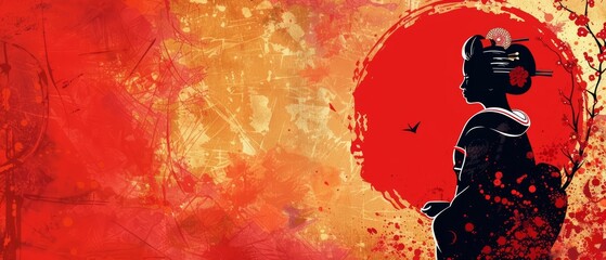 Wall Mural - japanese art style creative design captures the dynamic spirit of international workers day