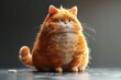 Funny fat red cat meme sits contemplating, thinking