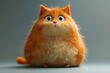 Funny fat red cat meme sitting surprised, amazed