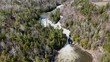 Plaisance Waterfalls in Quebec from above aerial view - travel photography by drone