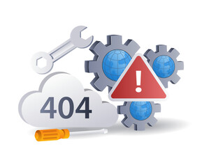 Leinwandbilder - Repair system error 404, 3d flat isometric illustration infographic