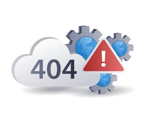 Leinwandbilder - Repair cloud system error 404, infographic 3d illustration flat isometric