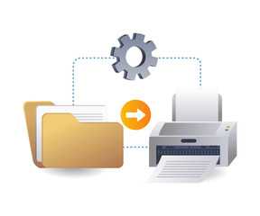 Aufkleber - Printing process data folder technology infographics flat isometric 3d illustration