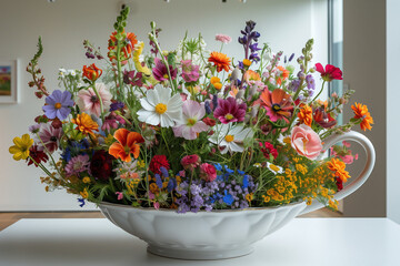 Wall Mural - bouquet of colorful flowers in vase