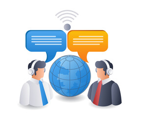 Aufkleber - Online communication internet technology infographics 3d illustration flat isometric