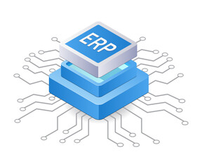 Aufkleber - Network management ERP development business infographic 3d illustration flat isometric