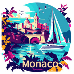 Wall Mural - Monaco. Vector illustration in flat style on the theme of travel.
