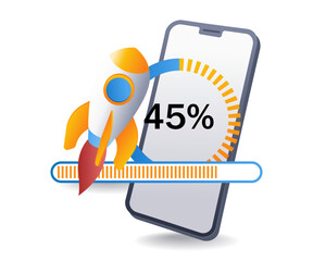 Poster - Launching startup smartphone product application infographic 3d illustration flat isometric