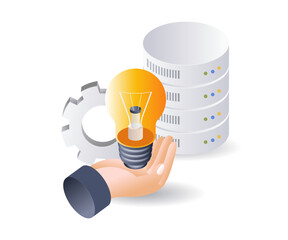 Aufkleber - Idea of serving database server maintenance technology infographic 3d illustration flat isometric