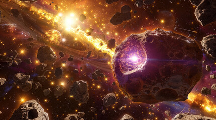 Wall Mural - an artists interpretation of a cluster of stars in the vastness of outer space, showcasing their var