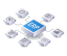 ERP network business infographic 3d illustration flat isometric