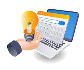 Aufkleber - Getting ideas from internet search engines infographic 3d flat isometric illustration