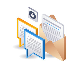 Poster - Email information text data, infographics 3d illustration flat isometric