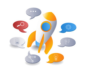 Poster - ERP business startup infographic flat isometric 3d illustration