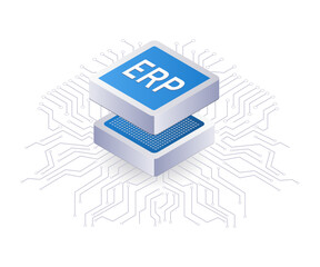 Aufkleber - ERP business network technology flat isometric 3d illustration