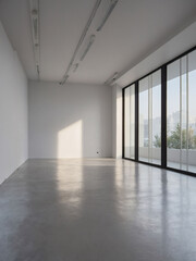 Wall Mural - Blank Slate Office, White Interior with Open Space and Empty Wall for Creativity