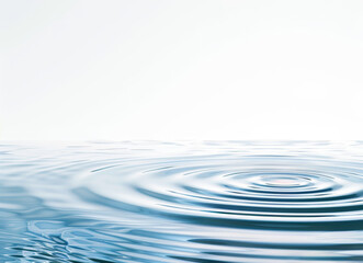 Poster - Tranquil image capturing the smooth surface of water disturbed by a single ripple, symbolizing calmness with a touch of movement, suitable for peaceful and pure-themed designs
