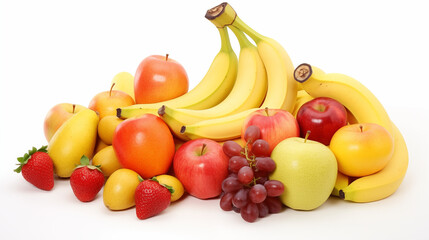 Wall Mural - Fresh Fruits Display on White Background for Healthy Living