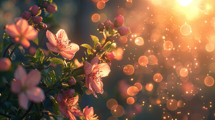 Wall Mural - A close up of a pink flower with a blurry background