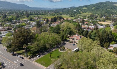 Wall Mural - Sonoma Plaza and downtown, Four Corners, Sonoma, California, United States of America.