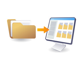Poster - Computer data transfer, infographic 3d illustration flat isometric