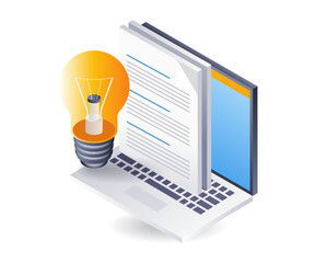 Poster - Content business article data ideas, infographics flat isometric 3d illustration