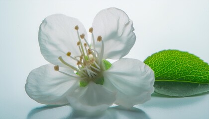Sticker - white flower macro from cherry tree isolated on white background macro studio shot
