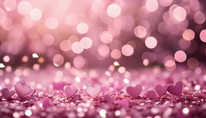 Wall Mural - valentines shiny pink glitter background with defocused abstract lights