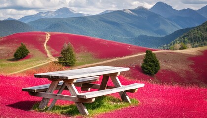 Wall Mural - picnic table isolated on a transparent background