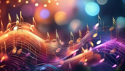 Wall Mural - abstract music notes multicolor background