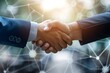 © Md Mojammel - Close up of business handshake on abstract background.