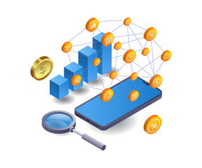 Aufkleber - Business development network infographics flat isometric 3d illustration