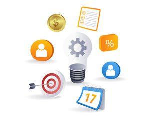 Aufkleber - Business development ideas infographics flat isometric 3d illustrations