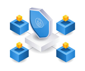 Aufkleber - Business blockchain data security technology illustration