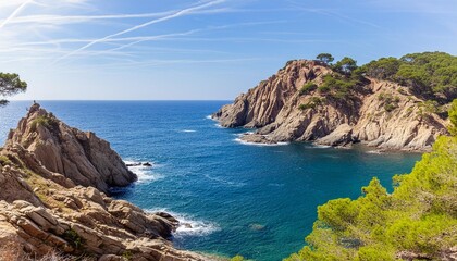 Wall Mural - landscape of the cliffs on the coast of the province of girona on the costa brava in catalonia in spain