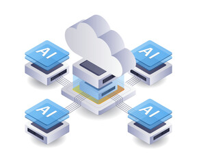 Poster - Artificial intelligence technology cloud server illustration