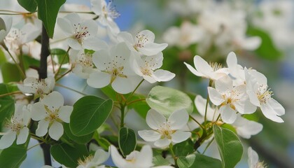 Wall Mural - white flowers on a tree generative ai